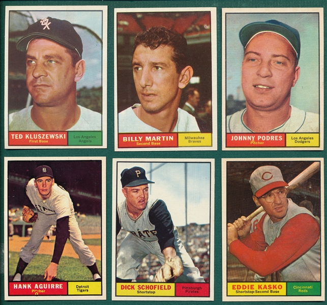 1961 Topps Lot of (32) W/ #89 Billy Martin *Crease Free*