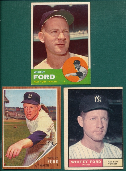 1961-63 Topps Lot of (3) Whitey Ford