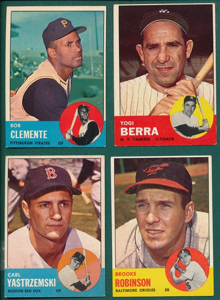 1963 Topps Lot of (4) Hall of Famers W/ Clemente