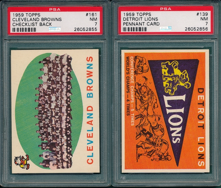1956-59 Topps FB (5) Card Lot W/ 56 Wells PSA