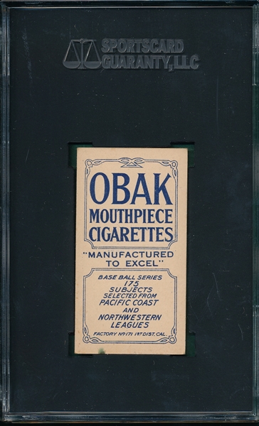 1910 T212-2 Fitzgerald Obak Cigarettes SGC 60