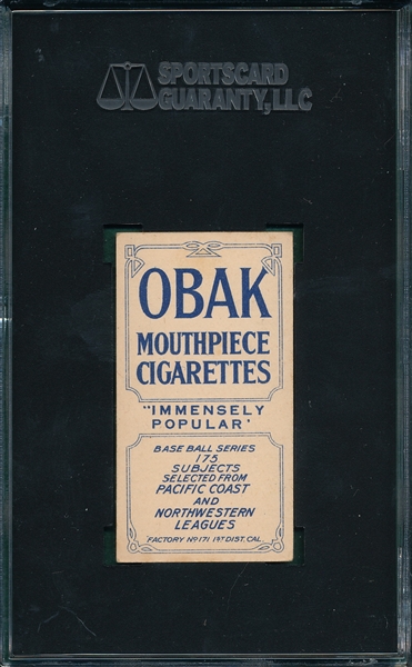 1910 T212-2 Hiester Obak Cigarettes SGC 60 *None Graded Higher*