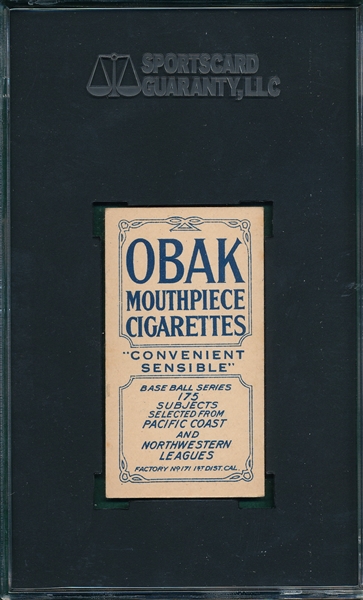 1910 T212-2 Hitt Obak Cigarettes SGC 60 *One Graded Higher*