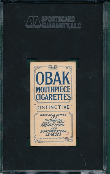 1910 T212-2 Jensen Obak Cigarettes SGC 60 *Only One Graded Higher*