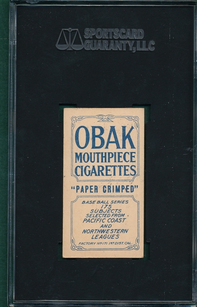 1910 T212-2 Nagle Obak Cigarettes SGC 60 
