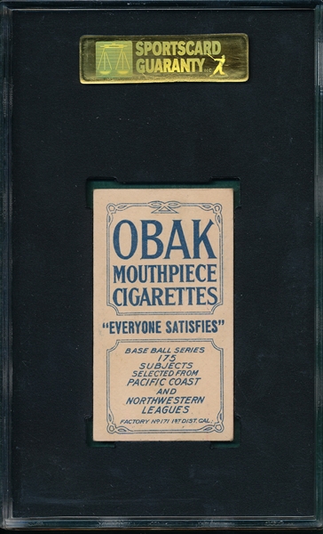 1910 T212-2 Fisher, Gus, Obak Cigarettes SGC 60 
