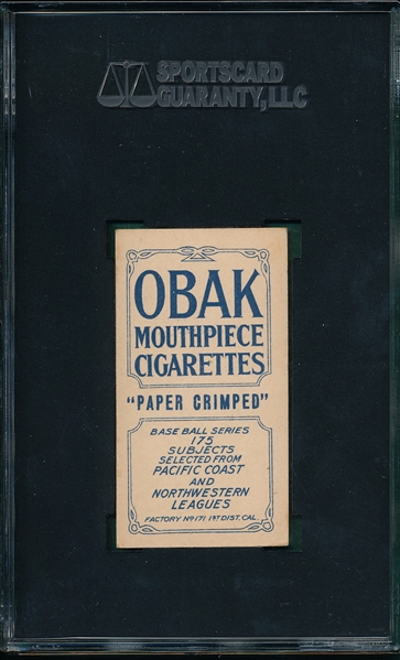 1910 T212-2 Gurney Obak Cigarettes SGC 60 