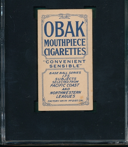 1910 T212-2 Hartman Obak Cigarettes SGC 60 