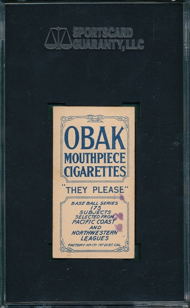 1910 T212-2 Harkins Obak Cigarettes SGC 60 *None Graded Higher*