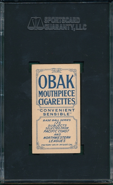 1910 T212-2 Hendrix Obak Cigarettes SGC 60 
