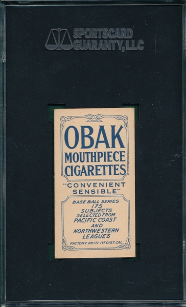 1910 T212-2 Lynch Obak Cigarettes SGC 60 