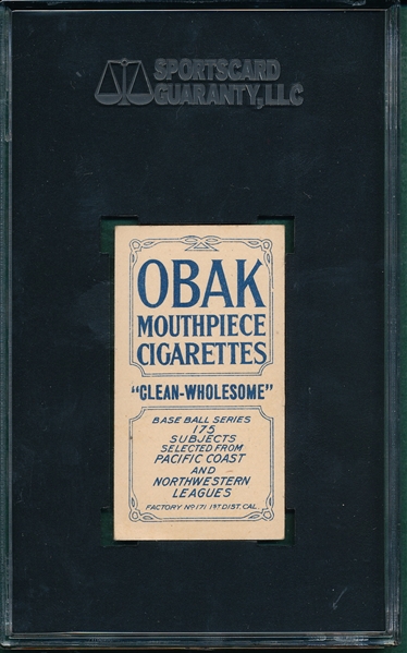 1910 T212-2 Holm Obak Cigarettes SGC 60 