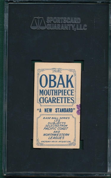 1910 T212-2 Killilay Obak Cigarettes SGC 60 