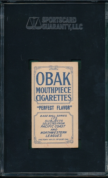 1910 T212-2 Nordyke Obak Cigarettes SGC 60 *None Graded Higher*