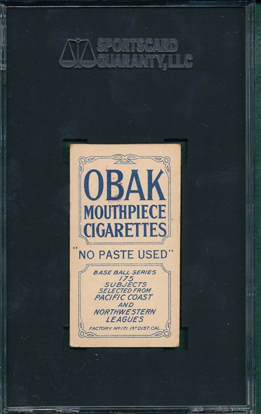 1910 T212-2 Ostdiek Obak Cigarettes SGC 60 *None Graded Higher*