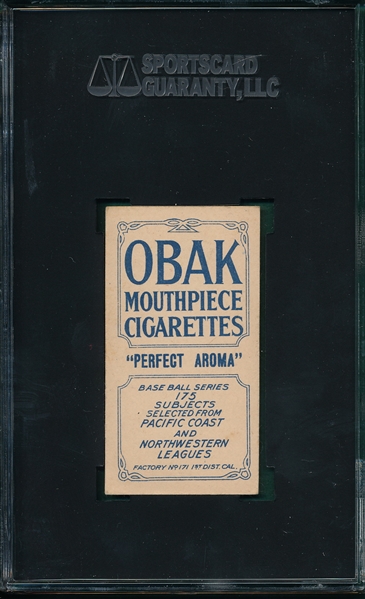 1910 T212-2 James Obak Cigarettes SGC 50 *None Graded Higher*