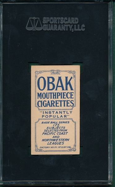 1910 T212-2 Hetling Obak Cigarettes SGC 50 