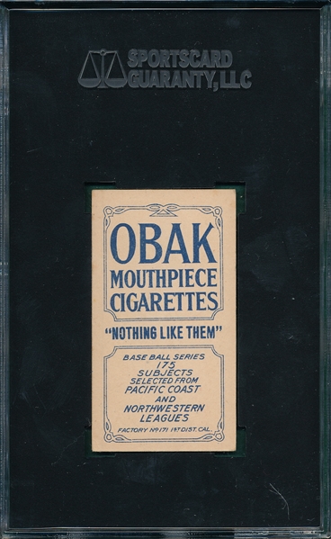 1910 T212-2 Hunt Obak Cigarettes SGC 50 