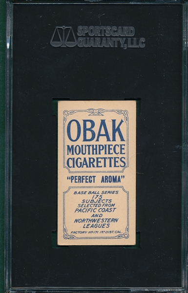 1910 T212-2 McArdle Obak Cigarettes SGC 50 