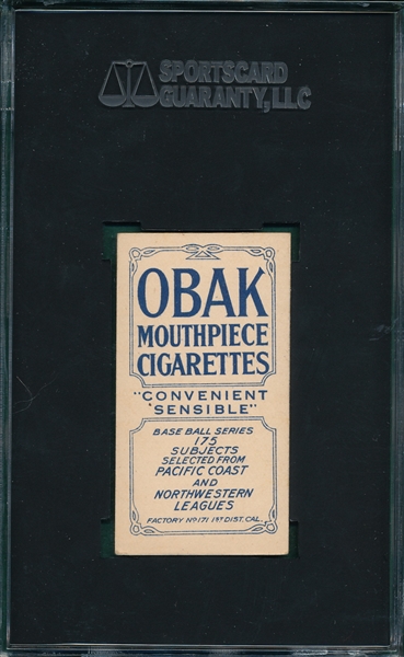 1910 T212-2 Kippert Obak Cigarettes SGC 70 