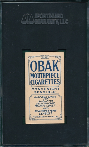 1910 T212-2 Nourse Obak Cigarettes SGC 70 