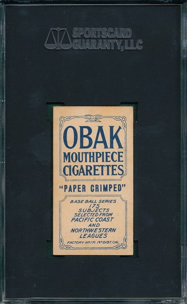 1910 T212-2 Miller, Seattle, Obak Cigarettes SGC 80 