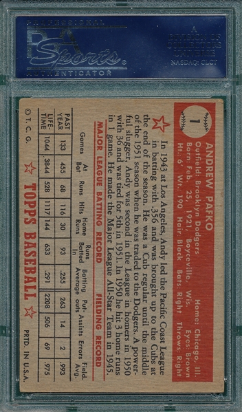 1952 Topps #1 Andy Pafko PSA 4