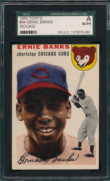 1954 Topps #94 Ernie Banks SGC Authentic *Rookie*