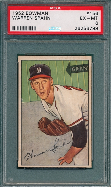 1952 Bowman #156 Warren Spahn PSA 6
