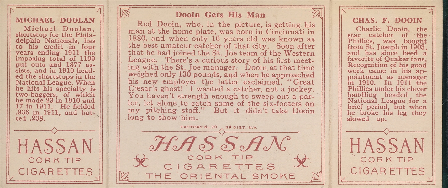 1912 T202 Dooin Gets His Man, Dooin/Doolan Hassan Cigarettes SGC 60