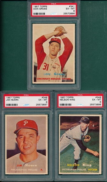 1957 Topps (9) Card Lot W/ #341 Gross PSA 6
