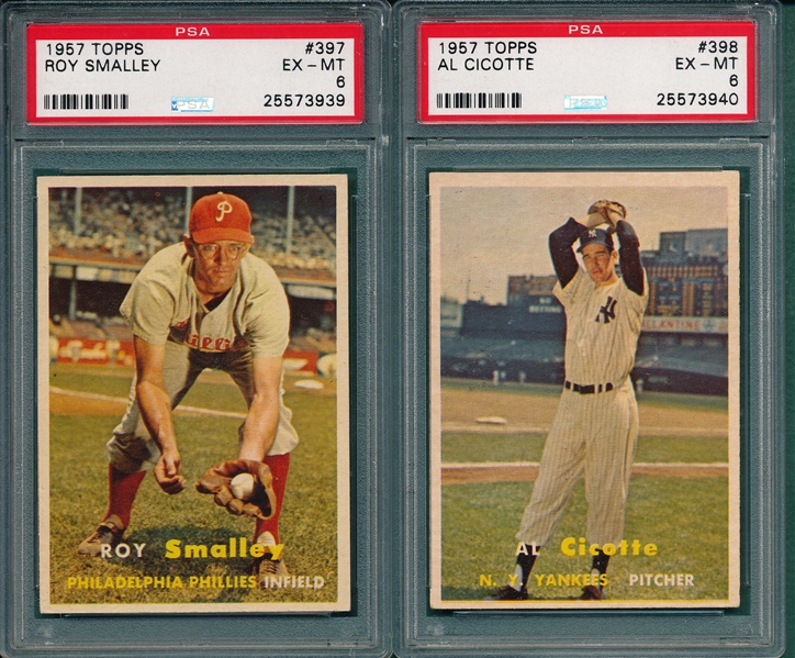 1957 Topps (9) Card Lot W/ #341 Gross PSA 6