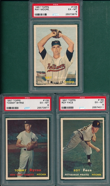 1957 Topps (9) Card Lot W/ #266 Kuhn PSA 6