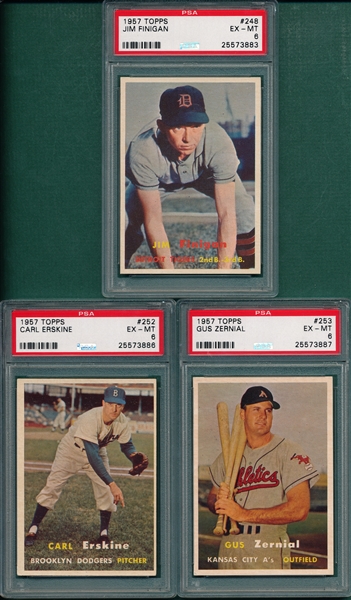 1957 Topps (9) Card Lot W/ #230 Kell PSA 6