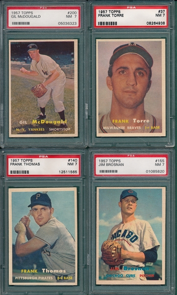 1957 Topps (4) Card Lot W/ #200 McDougald PSA 7