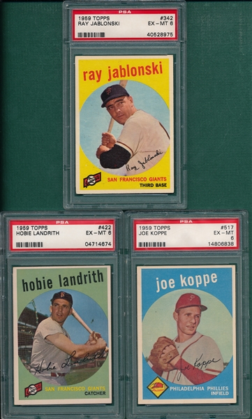 1959 Topps (5) Card Lot W/ #517 PSA *Hi #*