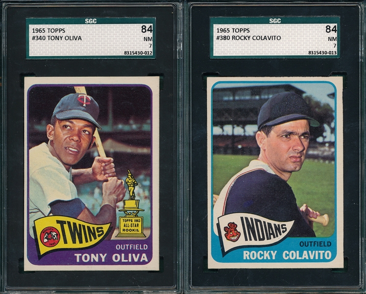1965 Topps #340 Oliva & #380 Colavito (2) Card Lot SGC 84