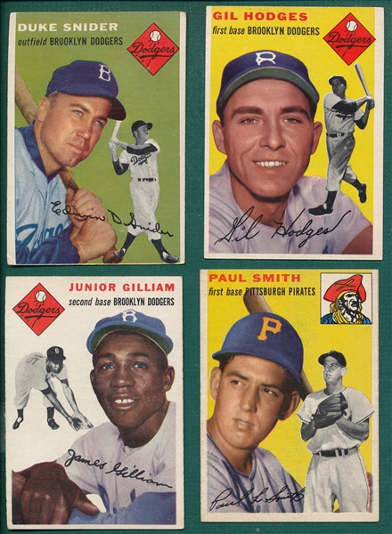 1954 Topps Lot of (24) W/ Snider *Crease Free*