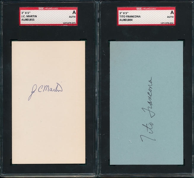 Lot of (4) Autographed Index Card SGC Authentic W/ Bill Dickey