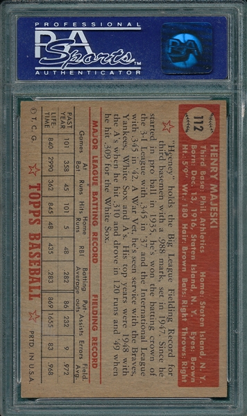 1952 Topps #112 Henry Majeski PSA 7