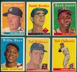 1958 Topps Baseball Complete Set (494) W/ Maris, Rookie SGC