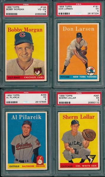 1958 Topps Baseball Complete Set (494) W/ Maris, Rookie SGC