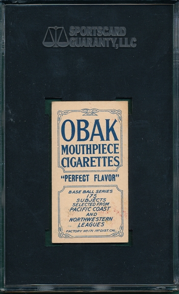 1910 T212-2 Willis Obak Cigarettes SGC 40