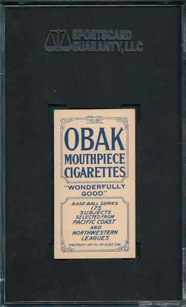 1910 T212-2 Shafer Obak Cigarettes SGC 84