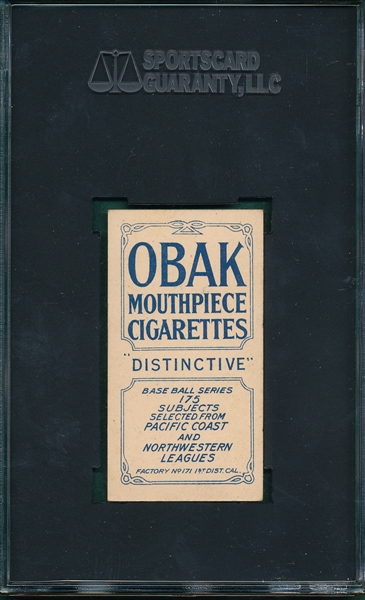1910 T212-2 Raymond Obak Cigarettes SGC 80