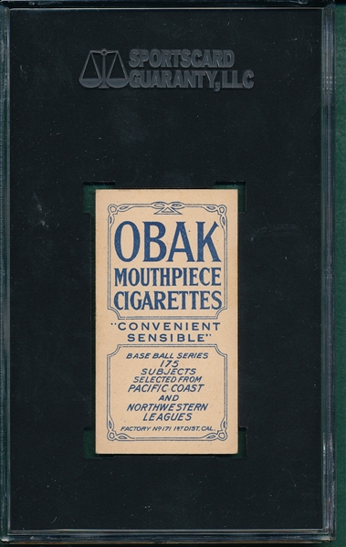 1910 T212-2 Stovell Obak Cigarettes SGC 70 *Highest Graded*