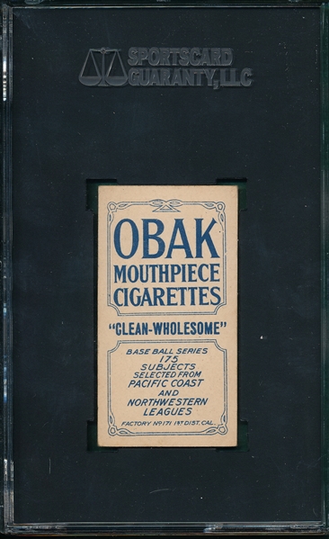 1910 T212-2 Nelson Obak Cigarettes SGC 50