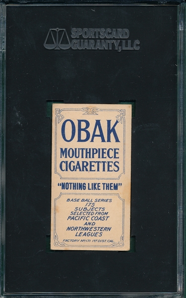 1910 T212-2 Rapps Obak Cigarettes SGC 50