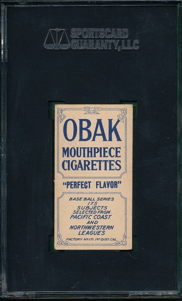 1910 T212-2 Perry Obak Cigarettes SGC 50