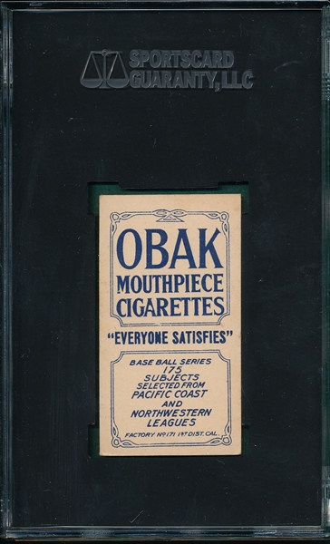 1910 T212-2 Scharnweber Obak Cigarettes SGC 50